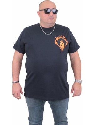 Starbattal Erkek Büyük Beden Sıfır Yaka T-Shirt Cobra 24127 Lacıvert