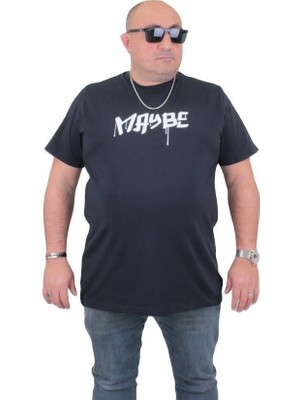 Starbattal Erkek Büyük Beden Sıfır Yaka T-Shirt Maybe 24128 Lacıvert