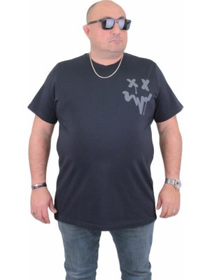 Starbattal Erkek Büyük Beden Sıfır Yaka T-Shirt New Generation 24130 Lacıvert