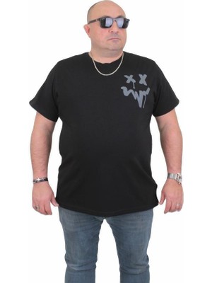 Starbattal Erkek Büyük Beden Sıfır Yaka T-Shirt New Generation 24130 Sıyah