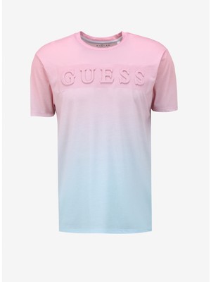 Guess Bisiklet Yaka Baskılı Turuncu Erkek T-Shirt M4GI66KCCD0F6AY_SS Bsc Embossed Log