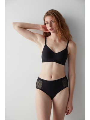 Penti Siyah Hıghwaist Lace Period Slip Külot