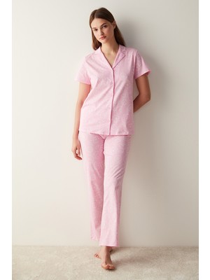 Penti Base Flowers Kadın Pijama Takımı Pembe Desenli Rahat Özellikler ile Şıklık