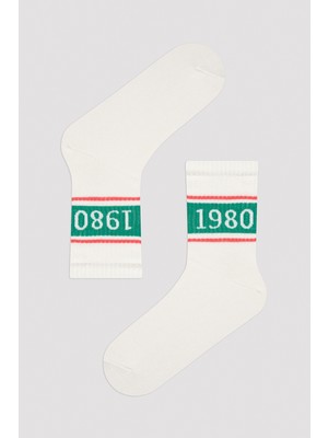 Penti Retro 1980 Beyaz-Yeşil 2li Soket Çorap