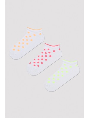 Penti Neon Dotted Beyaz 3lü Patik Çorap