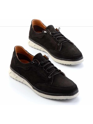 Siyah Nubuk  Deri Erkek Casual Ayakkabı E01733033201