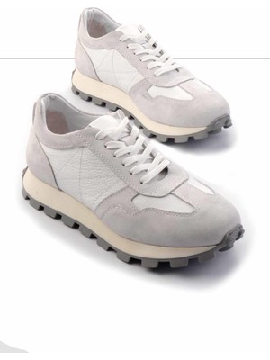 Bambi Beyaz Beyaz Süet Hakiki Deri Erkek Sneaker E01585731902