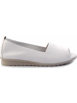 Bambi Mat Beyaz Hakiki Deri Kadın Espadril K01582664003