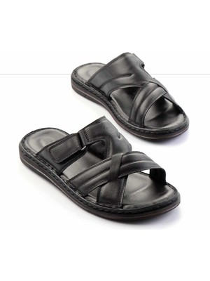 Bambi Siyah Hakiki Deri Erkek Terlik E04804014303