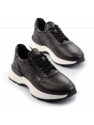 Bambi Siyah Hakiki Deri Erkek Sneaker E01350709503