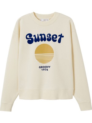 Mango Pamuk Karışımlı Baskılı Sweatshirt