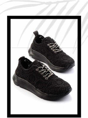 Bambi Siyah Örgü   Kadın Casual Ayakkabı K01792015316
