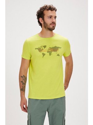 Bad Bear Globe Yeşil Baskılı Erkek Tişört