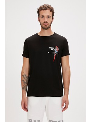 Bad Bear Macaw Siyah Baskılı Erkek Tişört