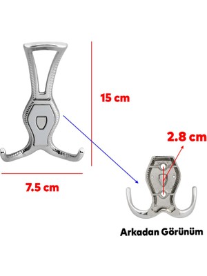 Badem10 Galata Askı Portmanto Metal Vestiyer Duvar Dolap Elbise Askısı Krom Renk Mobilya Askılığı Aparat