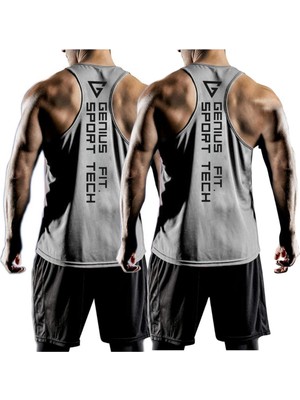 Genius Store 2'li Paket Erkek Dry Fit Y-Back Gym Fitness Sporcu Atleti