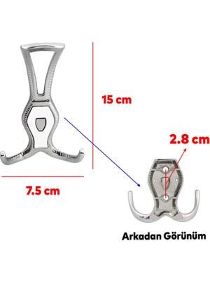 Badem10 Galata Askı Portmanto Metal Vestiyer Duvar Dolap Elbise Askısı Krom Beyaz Mobilya Askılığı Aparat