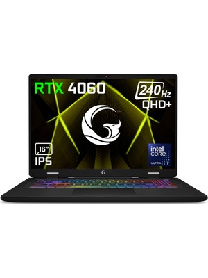 Game Garaj Slayer4 U7-4060 C4 Intel Core Ultra 7 155H 64GB Ram 2tb SSD RTX4060 16" Qhd 240Hz IPS Freedos Dizüstü Bilgisayar + Çanta