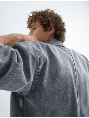 Koton Oversize Kot Ceket Kısa Kollu Cep Detaylı Çıtçıt Düğmeli
