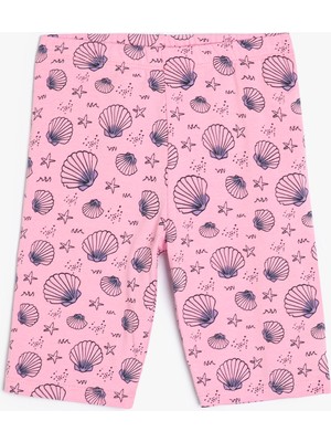 Koton Kısa Tayt Kelebek Baskılı Beli Lastikli Pamuklu