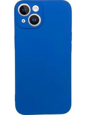 Bumudur Aksesuar iPhone 14 Içi Süet Tasarımı Lacivert Silikon Kılıf