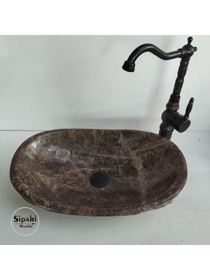 Sipahi Marble Dark Emperador Elips Lavabo