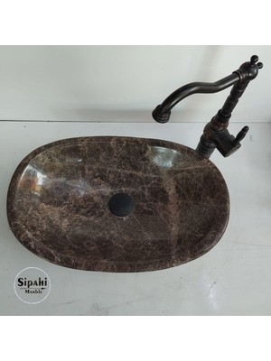 Sipahi Marble Dark Emperador Elips Lavabo