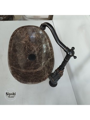 Sipahi Marble Dark Emperador Elips Lavabo