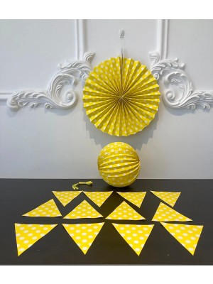 New Bliss 3'lü Parti Doğum Günü Ev Dekorasyon Puantiyeli Asma Kağıt Süs