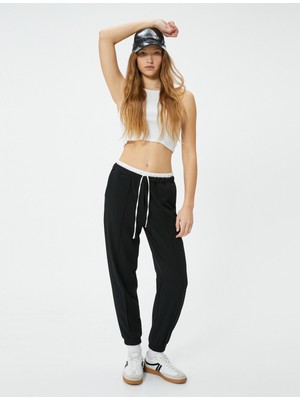 Koton Jogger Pantolon Çift Bel Detaylı Bağlamalı Nervürlü