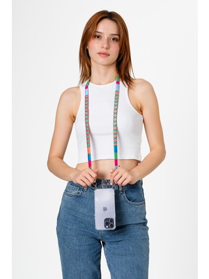 Hippi Raspberry Örgü Yassı Telefon ve Çanta Askısı