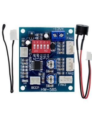 Alkatronik 3 Kanal Dc 12V 4A Pwm Fan Hız Kontrol HW585 Otomatik Sıcaklık Kontrol Ntc Sensör Buzzer Uyarı