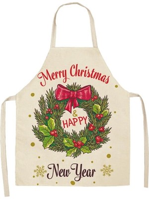 Yaci Shop Sarı Stil 47X38CM Çocuk Boyutu Noel Önlük Keten Zehirli Noel Baba Ekose Baskılı Kadınlar Için Önlük Önlükleri Pişirme Aksesuarları Çocuk Önlüğü Delantal (Yurt Dışından)