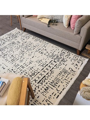 Alperenler Tekstil Şönil Kilim Saçaklı Kaymaz Dokuma Kilim Salon Halısı Mutfak Halısı Balkon Halısı Yolluk Iskandinav