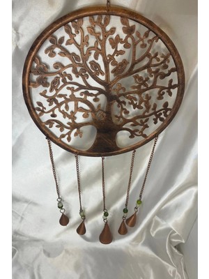 Rahan Deprem Zili Çanı Rüzgar Çanı Zili Feng Shui Hayat Ağacı Komple Metal 5 Çanlı Gümüş