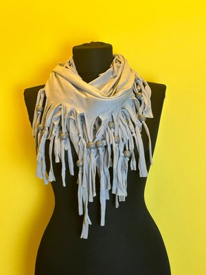 Gönülden Tasarım Ahşap Boncuklu Penye Fular Boyunluk Giyim Aksesuarı