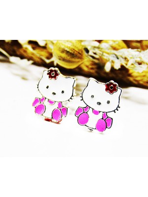 Lilah Gümüş Tr Lilahgümüştr Gümüş Mineli Hello Kitty Kız Çocuk Küpe