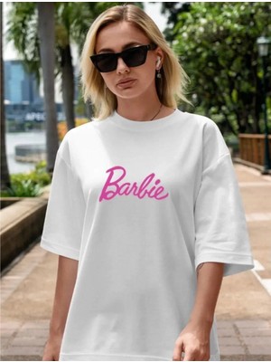 Zenwave Kadın Baskılı Oversize T-Shirt Beyaz