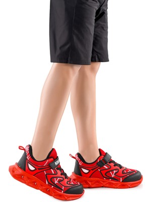 Kiko Kids Spider Cırtlı Işıklı Erkek Çocuk Spor Ayakkabı