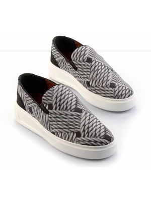 Siyah Kumaş Hakiki Deri Erkek Casual Ayakkabı E01378002204