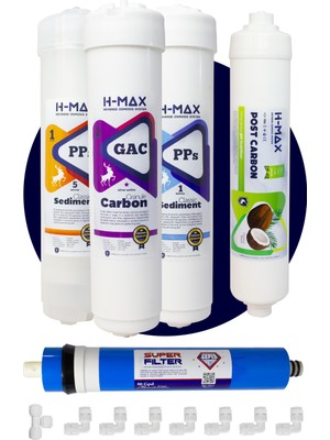 H-MAX Reverse Osmosis System Süper Membranlı Kapalı Kasa Su Arıtma Cihazı 5'Li Filtre Seti - 0056