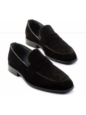 Bambi Siyah Süet Hakiki Deri Erkek Klasik Ayakkabı E01902004402