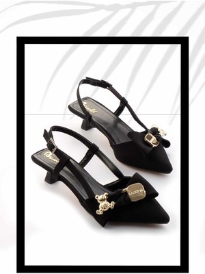 Bambi Mat Siyah Saten   Kadın Klasik Topuklu Ayakkabı K01726600438