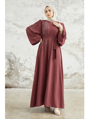 Vavinor Viona Taşlı Abaya - Gül Kurusu