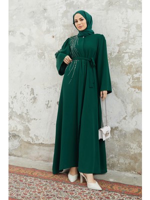 Vavinor Viona Taşlı Abaya - Zümrüt
