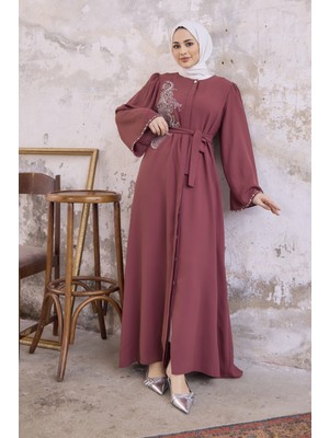 Vavinor Lora Taşlı Abaya - Gül Kurusu
