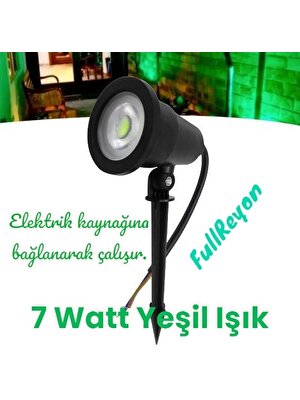 Full Reyon 5 Adet Elektrikle Çalışır, 7 Watt Yeşil Işık Kazıklı Bahçe Armatürü, Çim, Çiçek, Ağaç Aydınlatması