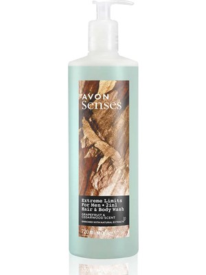 Avon Senses Extreme Limits Greyfurt ve Sandal Kokulu Saç ve Vücut Için Erkek Duş Jeli 720 ml