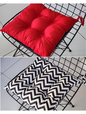 Babynest Dünyası 2' Li Takım Pofidik Kare Sandalye Minderi 40X40CM Zigzag Kırmzı