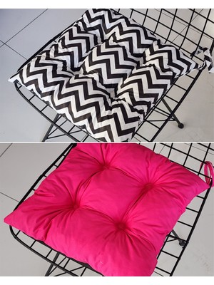 Babynest Dünyası 2' Li Takım Pofidik Kare Sandalye Minderi 40X40CM Zigzg Fuşya